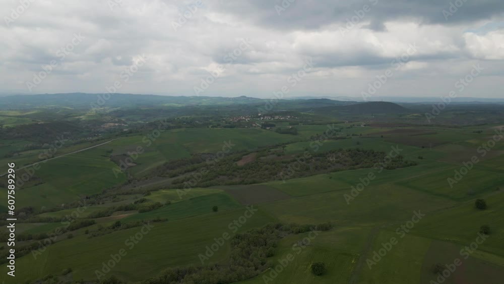 Aerial view of hilly landscape near Taxiarchis, Western Macedonia, Greece. Aerial view of hilly landscape near Taxiarchis, Western Macedonia, Greece.