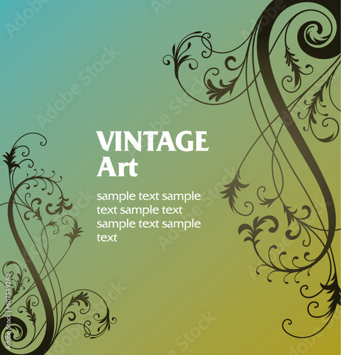 vector vintage template frame In flower style