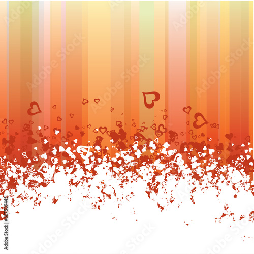 A lot of vector hearts confetti on color background