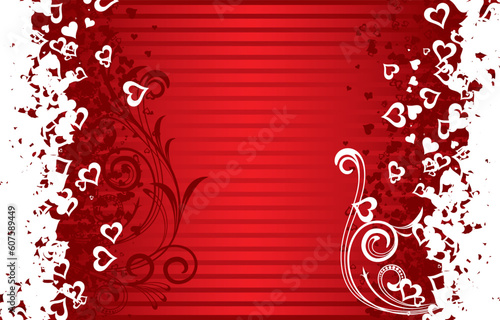 A lot of vector hearts confetti on color background