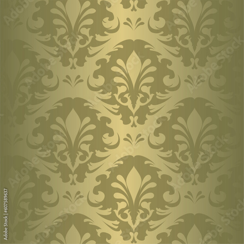 Illustration of a green vintage floral pattern