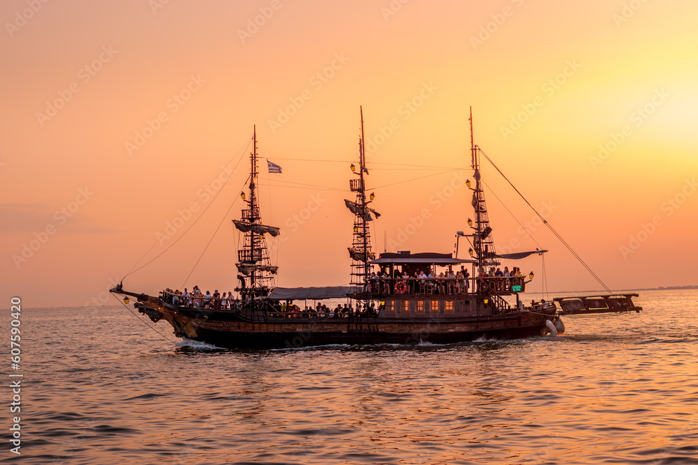 ship at sunset