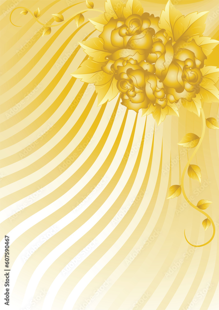 gold roses on a wavy abstraction background gold roses on a wavy abstraction background