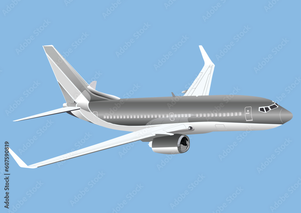 Jet plane in the sky. Vector illistration looks 3D Jet plane in the sky. Vector illistration looks 3D