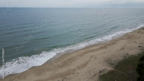 Aerial view of Aegean Sea coastline, Nea Kerdylia, Central Macedonia, Greece. photo