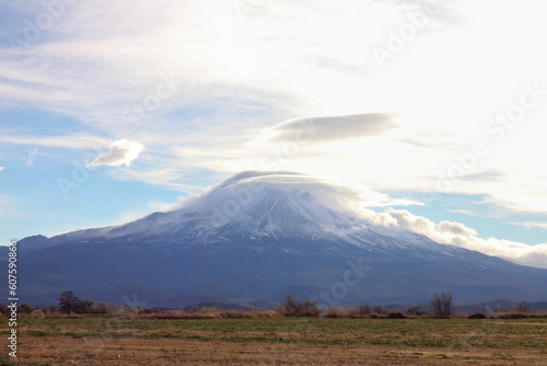 View of Mount Shasta during the winter time