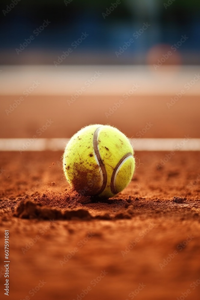 The moment the tennis ball hits the ground clay on the court Generative AI