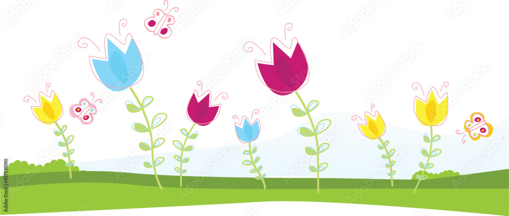 Spring flowers. Vector Illustration.