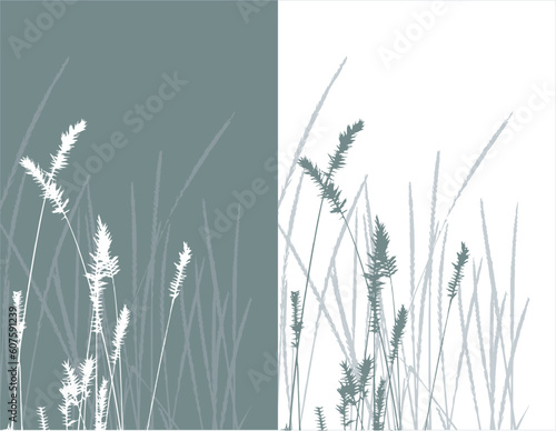 real grass  silhouette / vector /  2 colors
