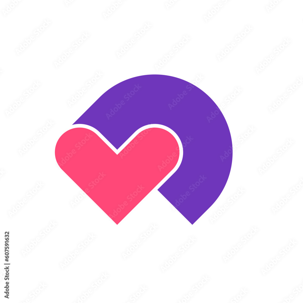 Letter D love heart modern logo design Letter D love heart modern logo design