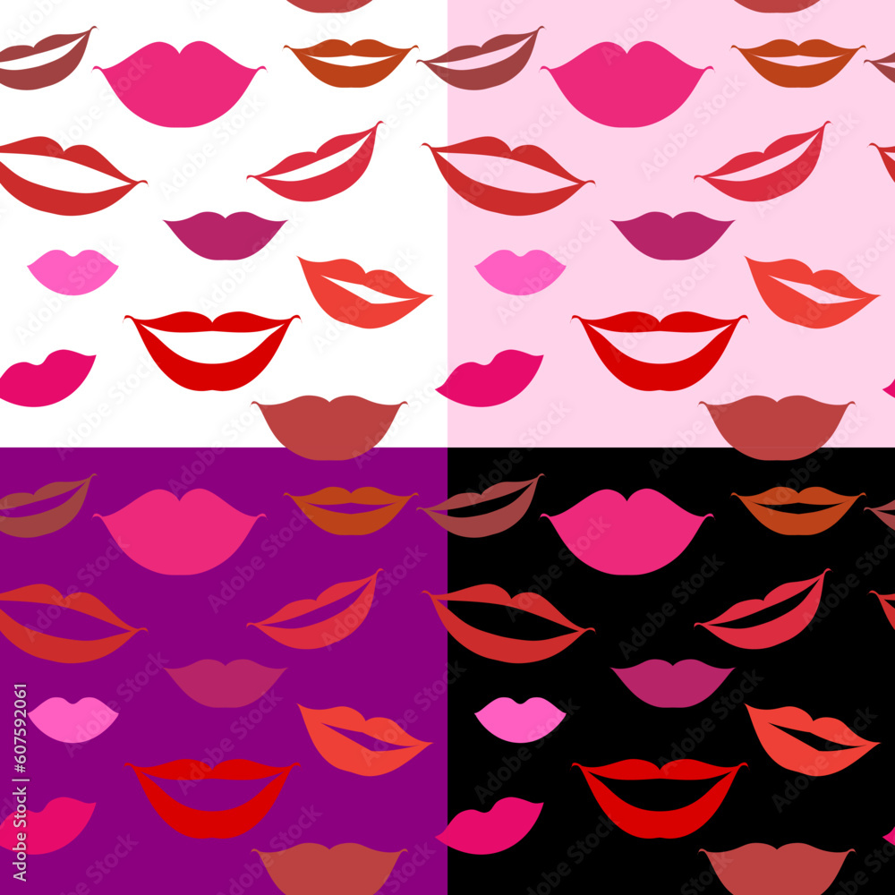Seamless background lips, smiles