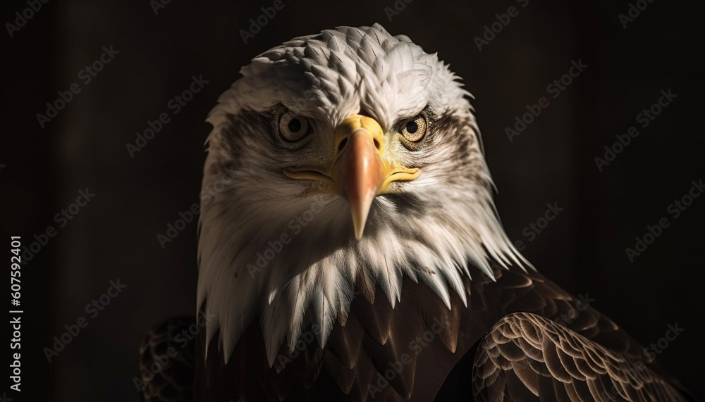 Obraz premium Majestic bird of prey staring with sharp beak generated by AI