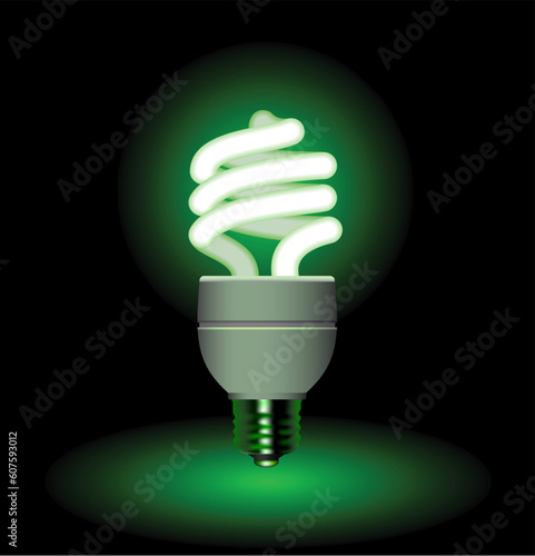 Energy saving fluorescent light bulb - editable vector