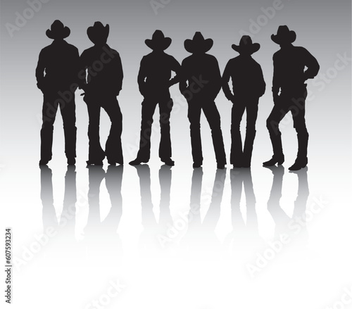 Vector Illustration of Cowboys. 'Cowboys can be seperated from themselves and their reflections.'