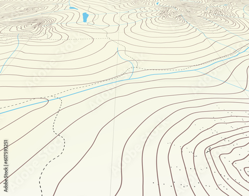 Editable vector illustration of an angled generic contour map