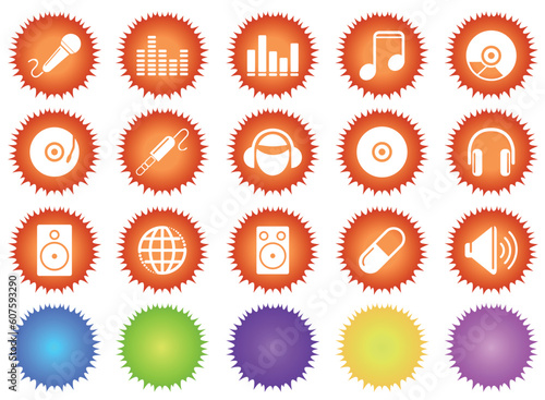 vector Music and Dance icons sun series