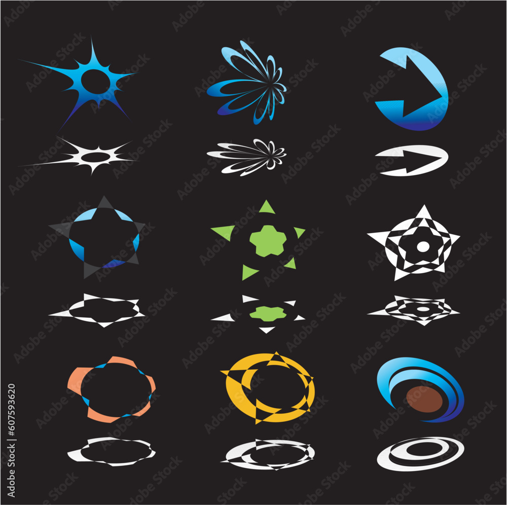 set of colorful  nine company logos