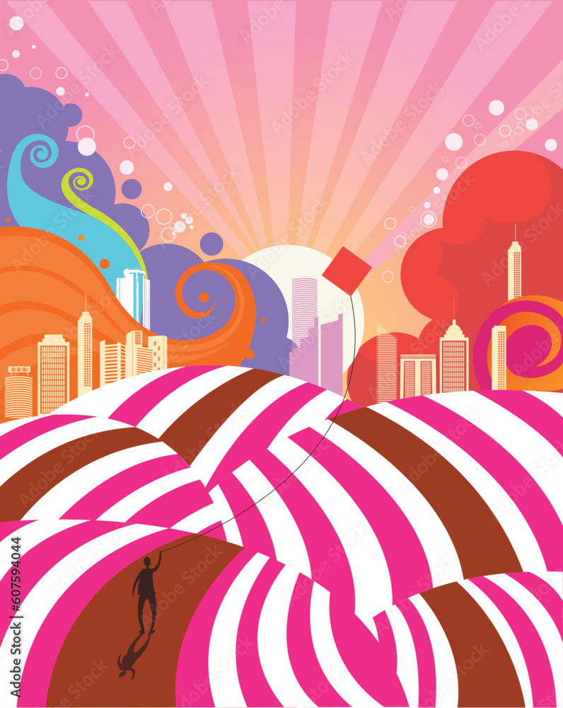 Obraz premium funky scenery background. created by Adobe Illustrator software.