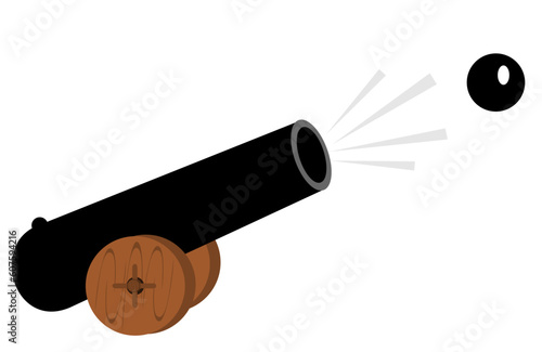 A old cannon shooting a ball