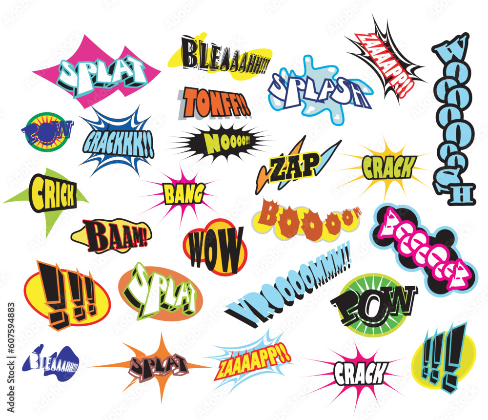 Set of Comic Word Expressions Set of Comic Word Expressions