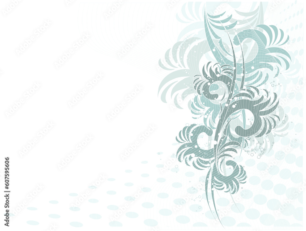 White background with floral wave and pattern White background with floral wave and pattern