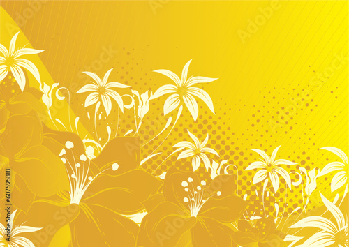 Yellow flowers against a rain and solar colour