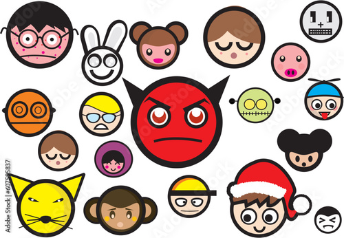 set of emotional face