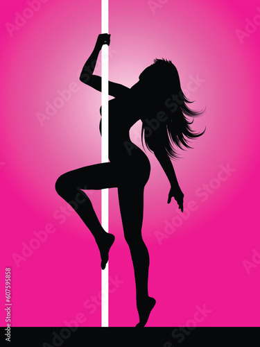 Silhouette of a sexy pole dancer