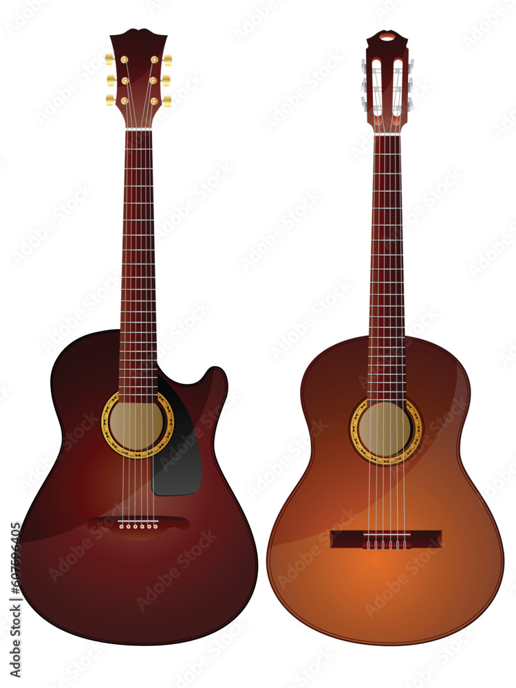 Naklejka premium Vector isolated image of acoustic guitars.