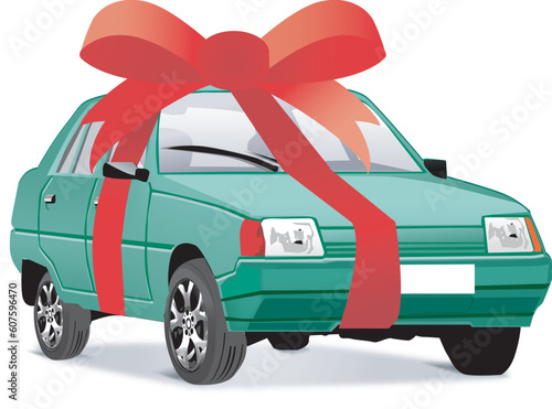 Vector illustration of car as a gift