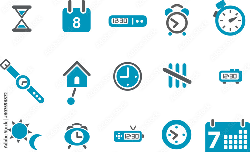 Vector icons pack - Blue Series, time collection Vector icons pack - Blue Series, time collection