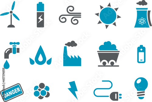 Vector icons pack - Blue Series, energy collection