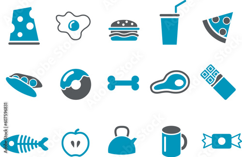 Vector icons pack - Blue Series, food collection
