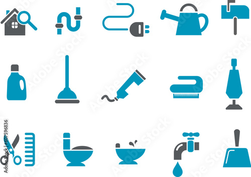 Vector icons pack - Blue Series, house collection
