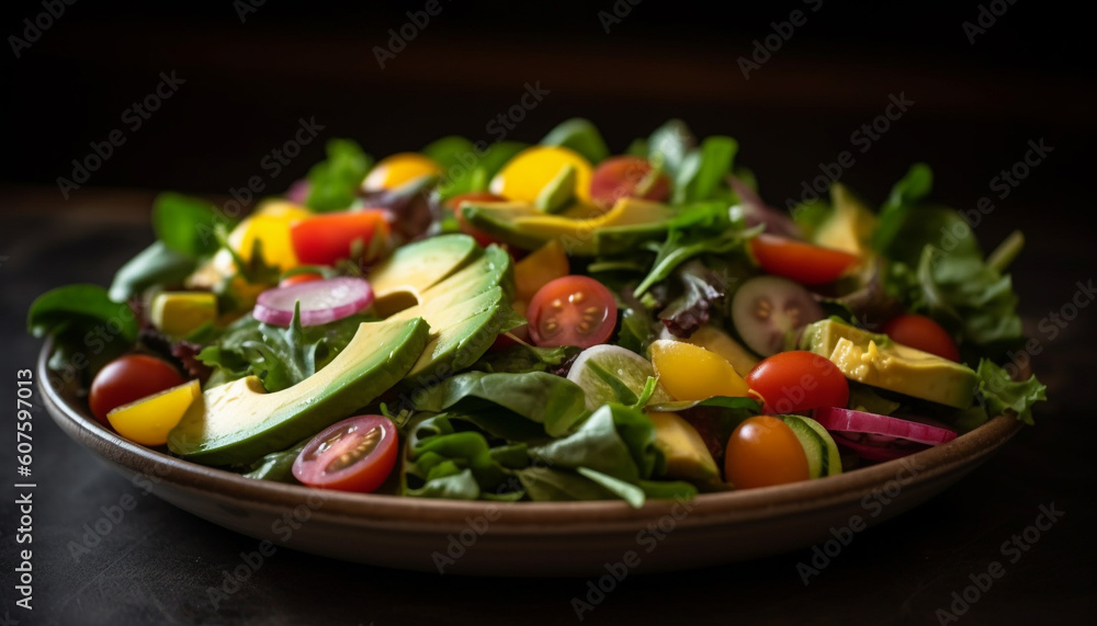 Fresh salad plate with healthy organic ingredients generated by AI