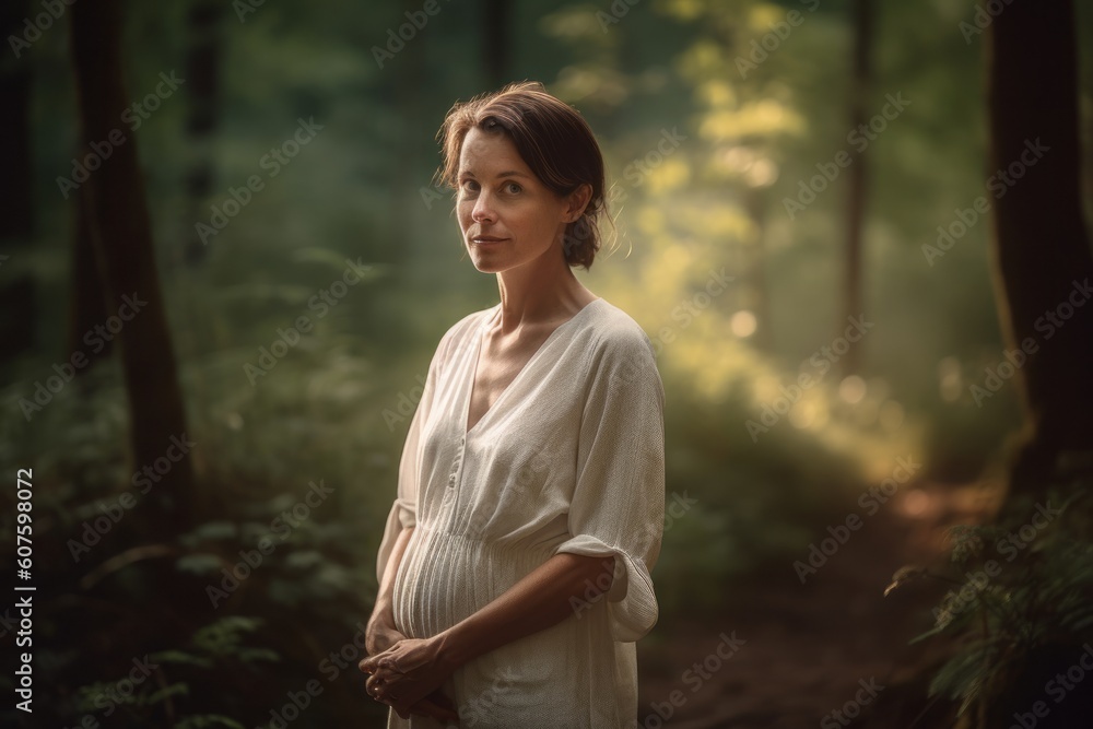Beautiful young woman in the forest. Photo in old color image style Beautiful young woman in the forest. Photo in old color image style