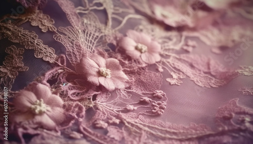 Elegant floral pattern on old fashioned silk clothing generated by AI © Jeronimo Ramos