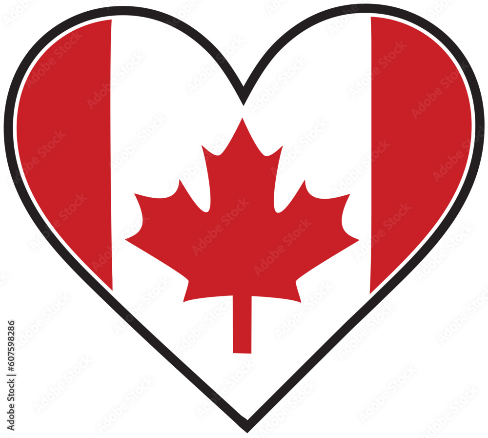 Obraz premium A Canadian flag shaped like a heart