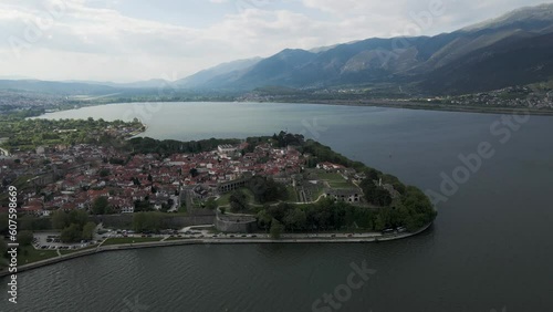 Aerial view of Ioannina old town, a small town along Lake Ioannina, Epirus, Greece. photo