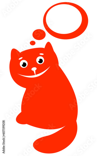 Cartoon red happy cat isolated on a white background.