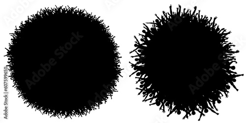 Two editable vector silhouettes of circular crowds