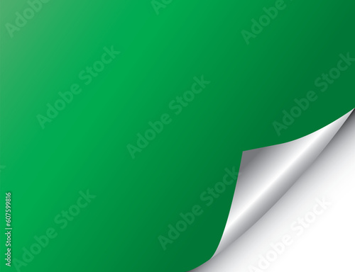 Blank green page with corner curl