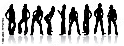 Set of silhouettes from a woman in different poses