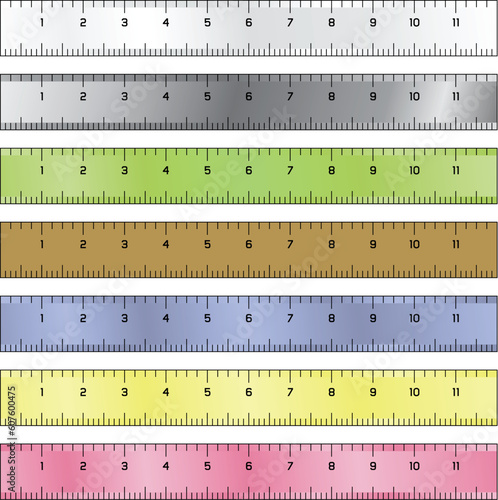 Detailed vector illustration of common measurement rulers