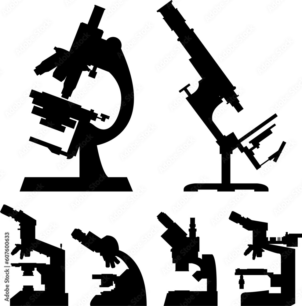 Microscope Inspection Vector Vetor de Laboratory and science microscopes in detailed vector ...