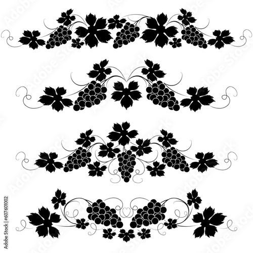 Decorative elements from the vine on a white background
