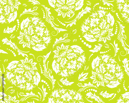 Damask seamless background for yours design use. For easy making seamless pattern just drag all group into swatches bar, and use it for filling any contours.