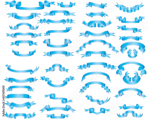 Set of different blue vector ribbons for design use