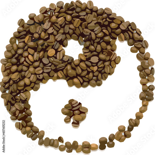 Vector In and Yan made of coffee beans