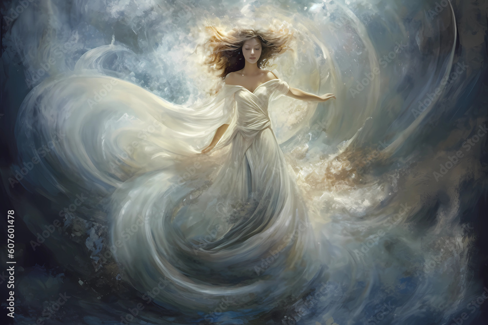 Woman in Flowing White Dress - Abstract Style (Generative AI) Woman in Flowing White Dress - Abstract Style (Generative AI)